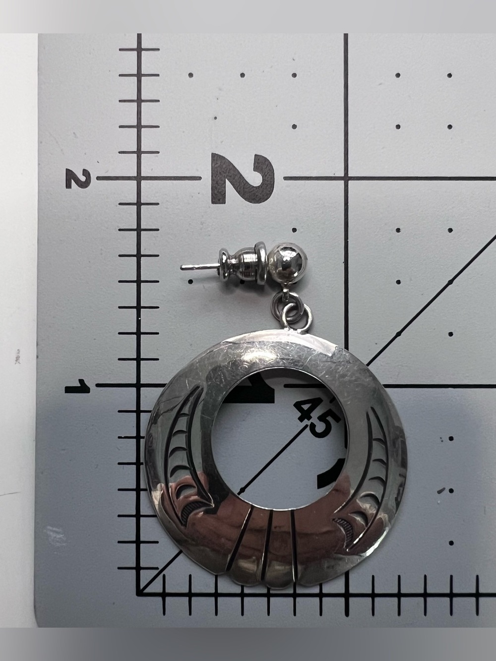 Native American Sterling Silver Hoops - Picture 6 of 6